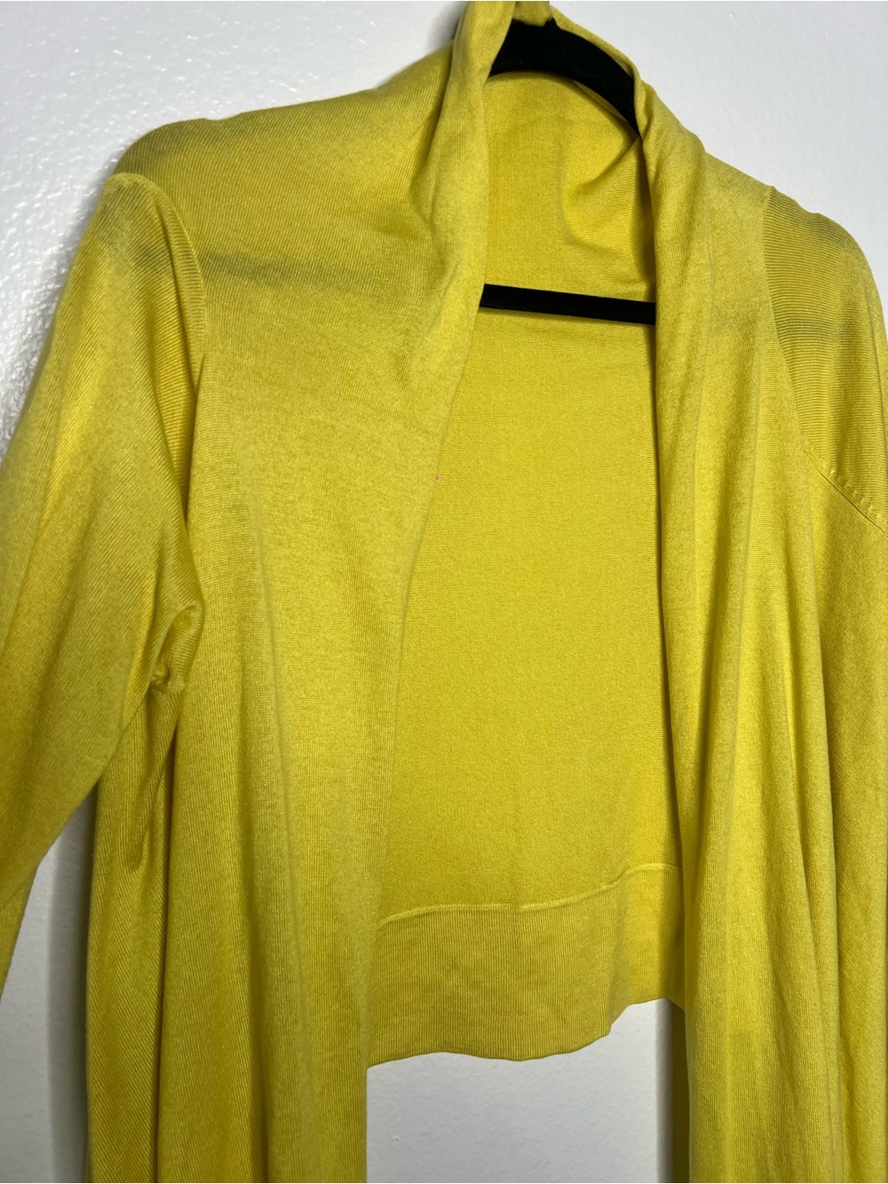 BCBGMAXAZRIA Yellow Silk Wool Draped Knit Sweater, Size M/L - Picture 3 of 8